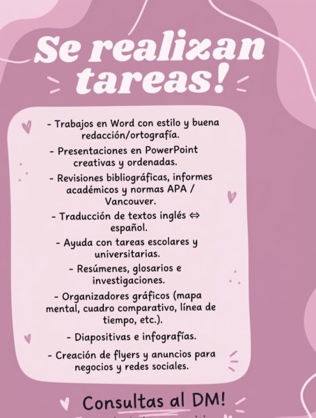 Se realizan tareas y trabajos ‼️